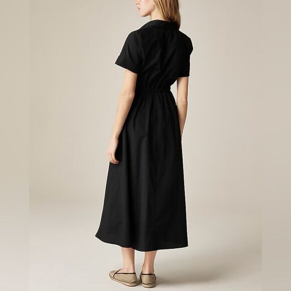 NWT J CREW Cerise shirtdress in cotton poplin in black - Picture 6 of 8